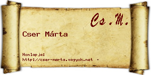 Cser Márta névjegykártya